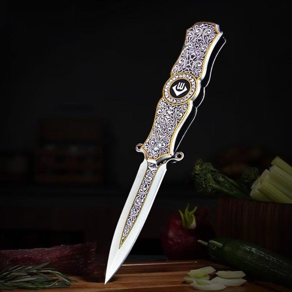 Vintage Collectible Knife - CM78 Vintage Oymalı Katlanır Cep Bıçağı,