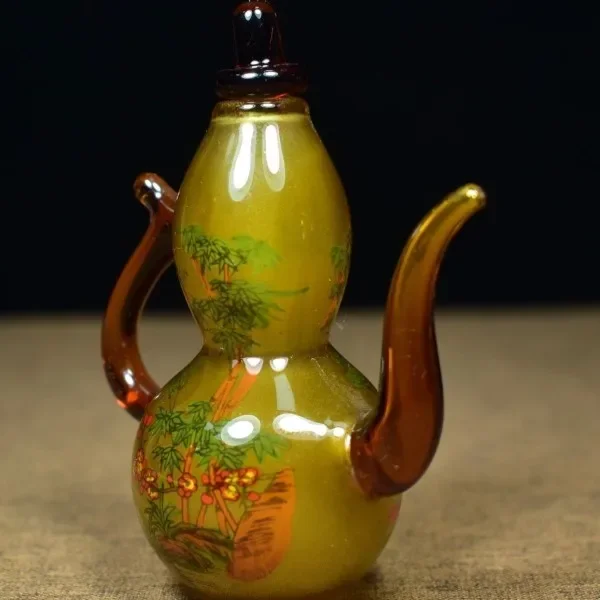 Vintage Collectible Glassware - Vintage Sırlı Cam Su Kabağı Şişesi